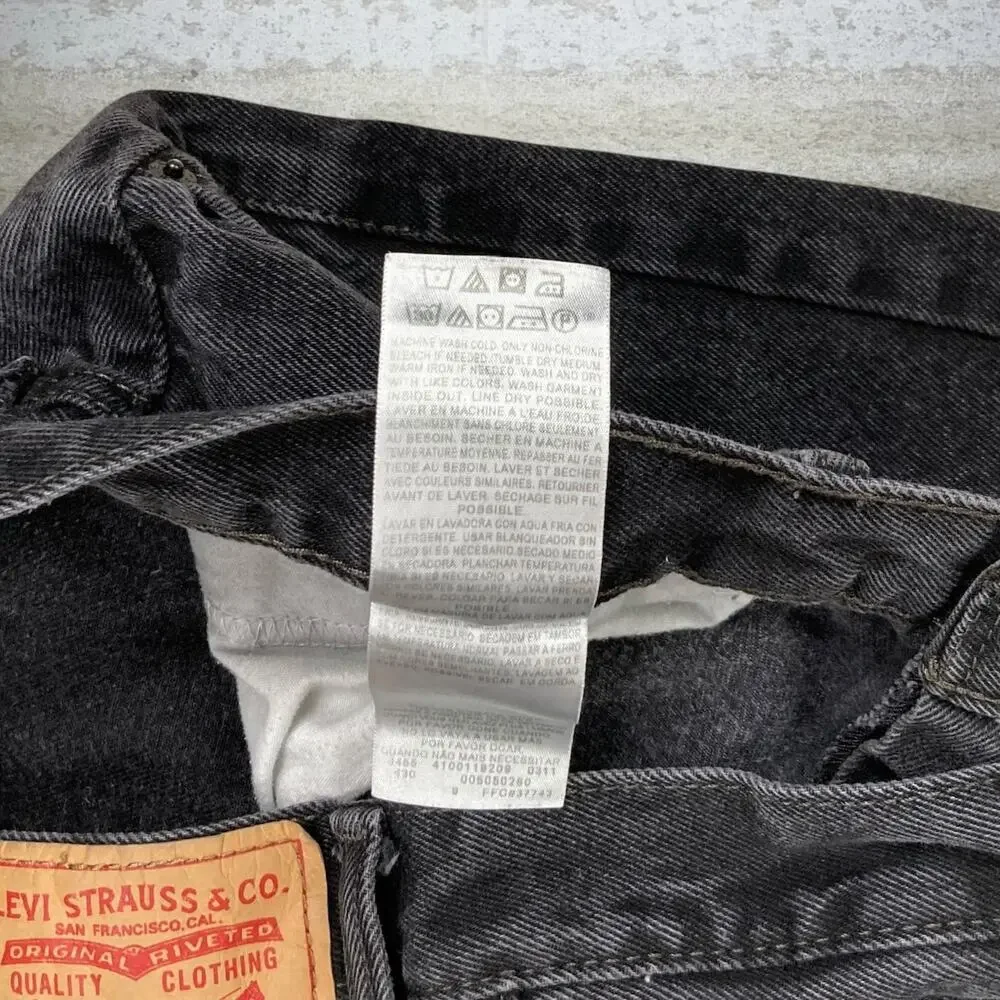 Vintage Y2K Levis Jeans 505 36x30 Regular Straight Leg Smoke Black Wash Denim